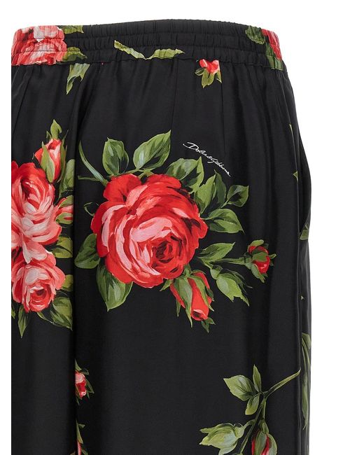 Dolce & Gabbana Black Dolce & Gabbana 'Bouquet Rose' Pants