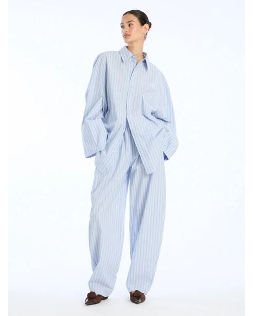ROTATE BIRGER CHRISTENSEN Blue Striped Buttoned Shirt