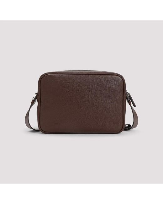 Prada Brown Grained Leather Shoulder Bag for men