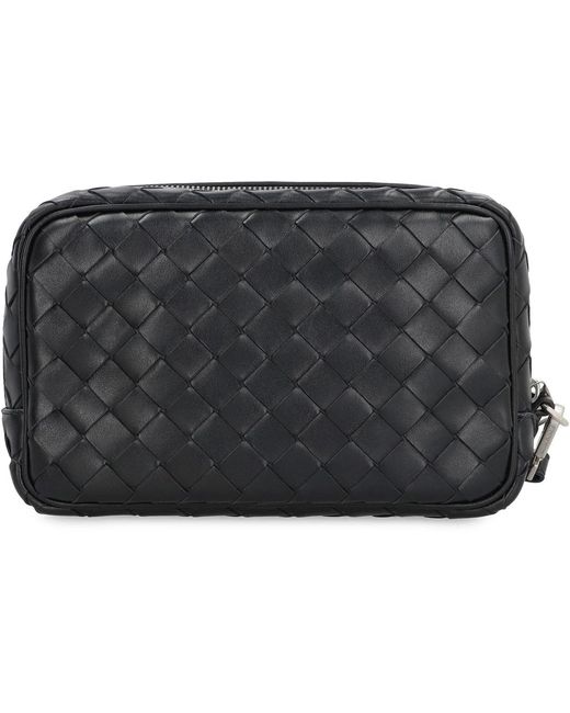 Bottega Veneta Black Intrecciato Small Pouch With Wristlet for men