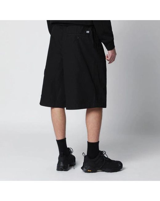 C P Company Black C.P.Company Shorts Cargo Con Patch Logo for men