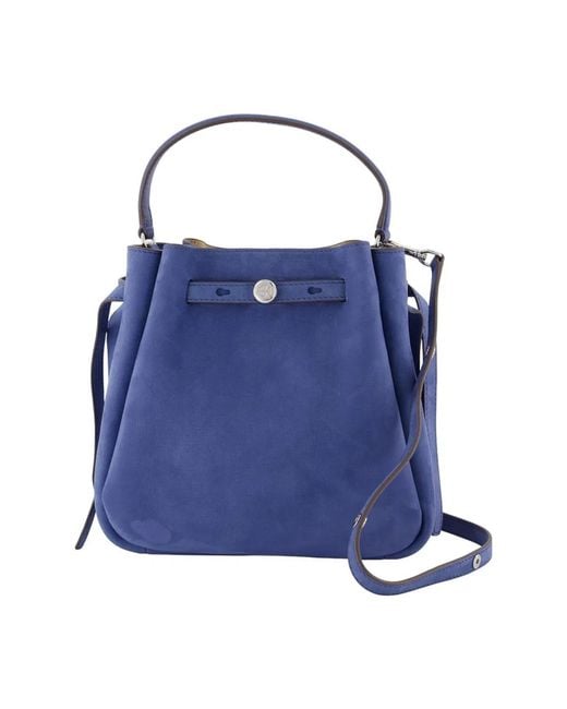 Tory Burch Blue Romy Leather Bucket Bag