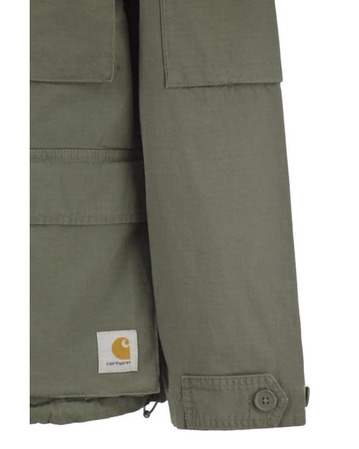 Carhartt Green Cotton Utility Jacket With Cargo Pockets