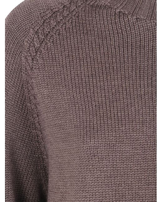 Rossopuro Brown Long Sleeved Round Neck Sweater