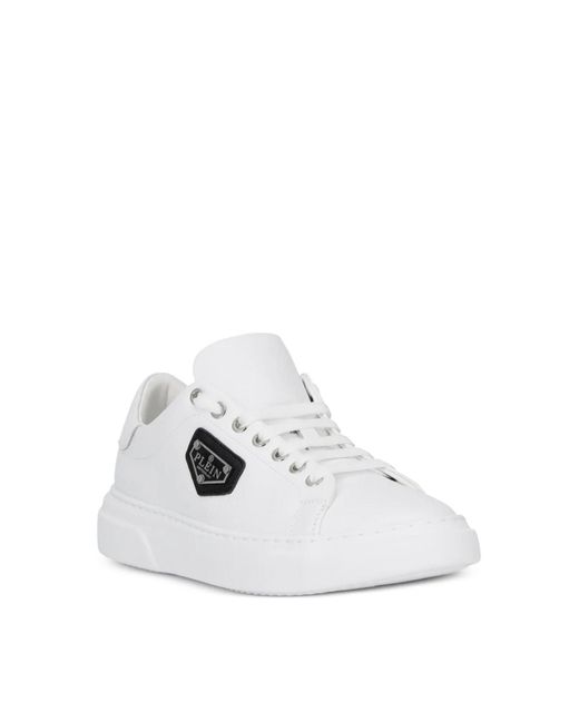 Philipp Plein White Lo-Top Iconic Plein Logo Sneakers for men
