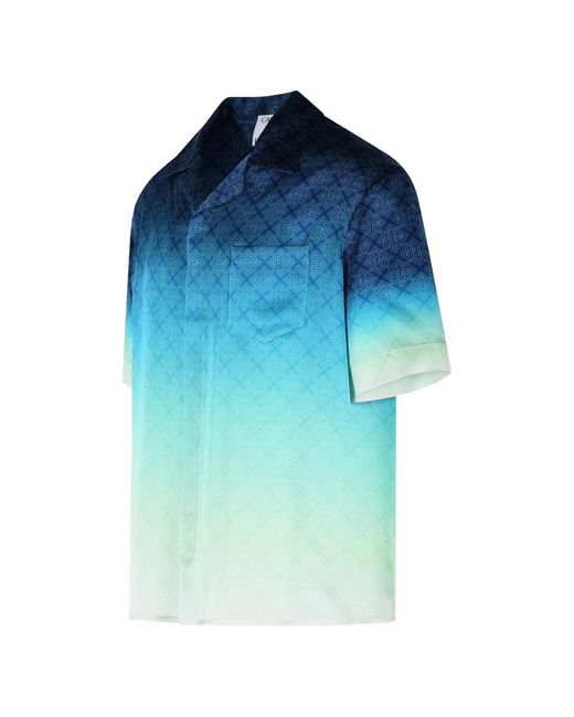 Casablanca Blue Circuit Monogram Silk Shirt for men