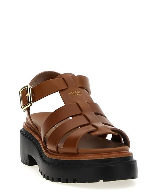 Prada Brown 'Monolith' Sandals