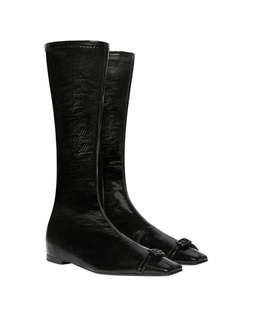 Courreges Black Courregès "Flat Buckle" Vinyl Boots