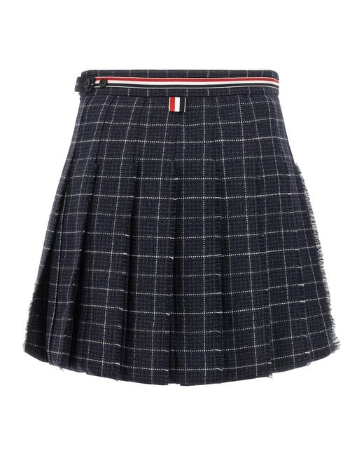 Thom Browne Blue 'Rwb' Pleated Tweed Skirt