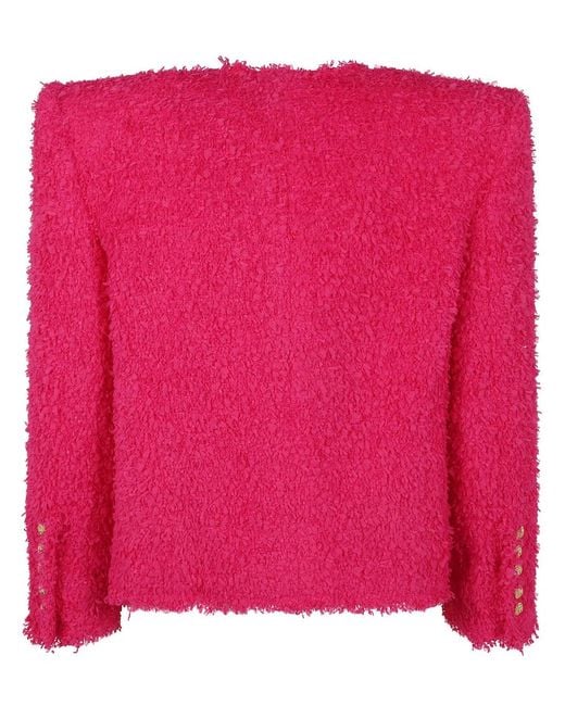 Balmain Pink 8 Button Tweed Spencer Jacket