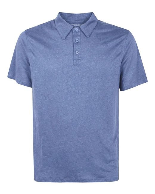 Majestic Blue Linen Short Sleeves Polo Shirt for men