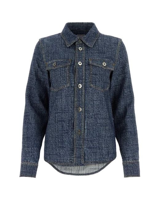 Bottega Veneta Blue Printed Viscose Blend Shirt