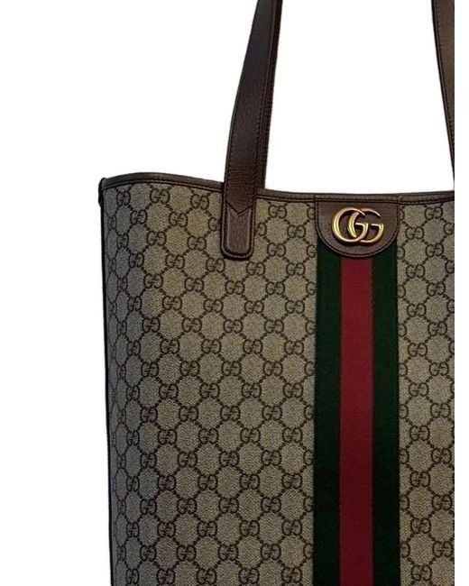 Gucci Black Patterned Canvas Striped Tote Bag for men
