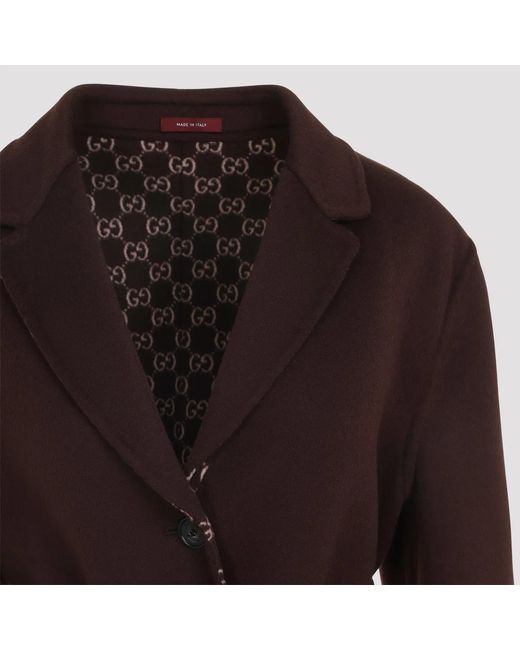 Gucci Brown Reversible Wool And Silk Coat