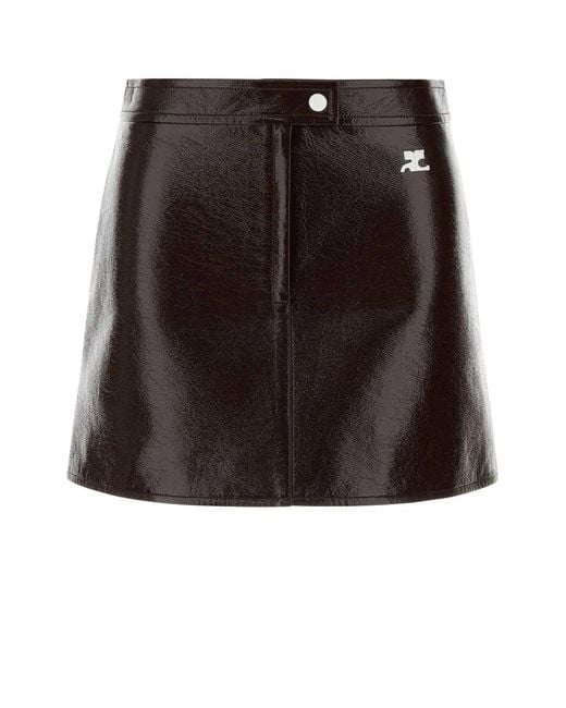 Courreges Black Reedition Vinyl Mini Skirt