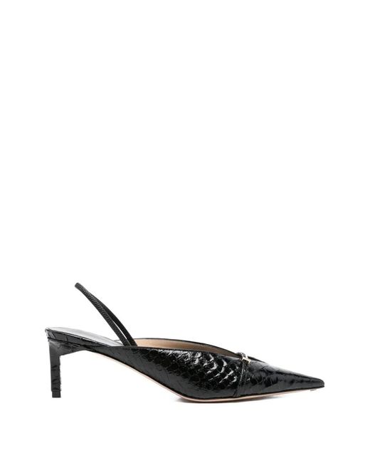 Tom Ford White Julienne Semi Shiny Python-Effect Leather Slingback Pumps