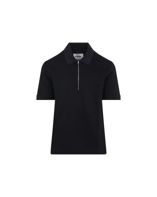 Jil Sander Black Ss Polo With Knitted Collar for men