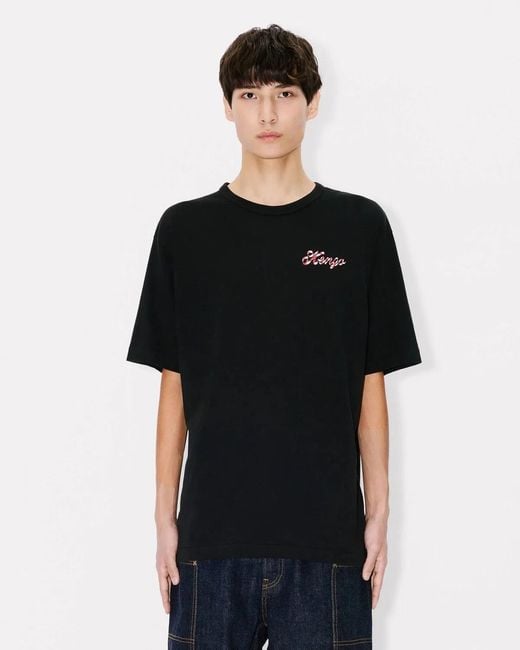 KENZO Black T-Shirt Gots Winter Holidays for men