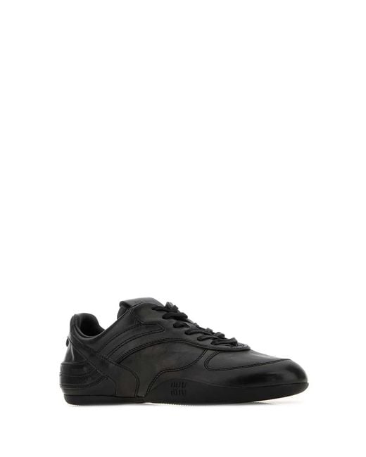 Miu Miu Black Leather Sneakers