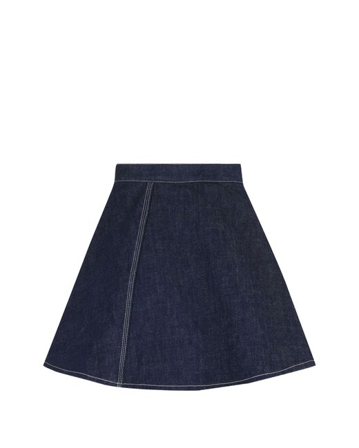 Céline Blue Rinsed Peplum Skirt