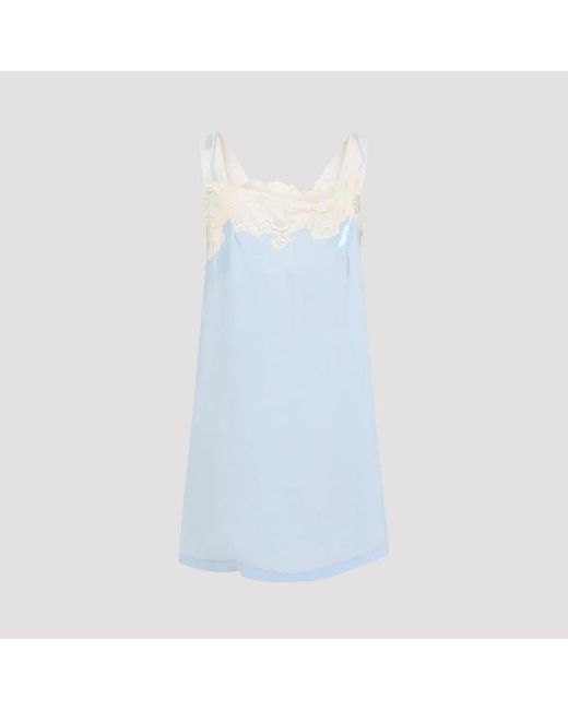 Maison Margiela Blue Lace-Trim Mini Dress
