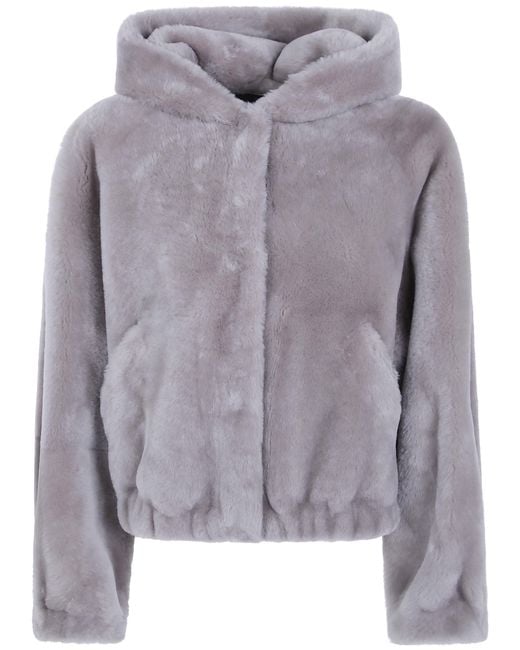 Blancha Gray Straight Merino Shearling Jacket