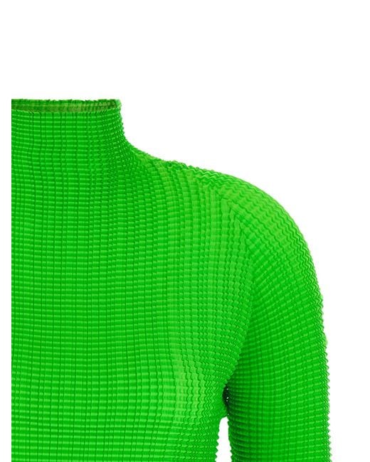 Issey Miyake Green 'Wooly Pleats-68' Blouse