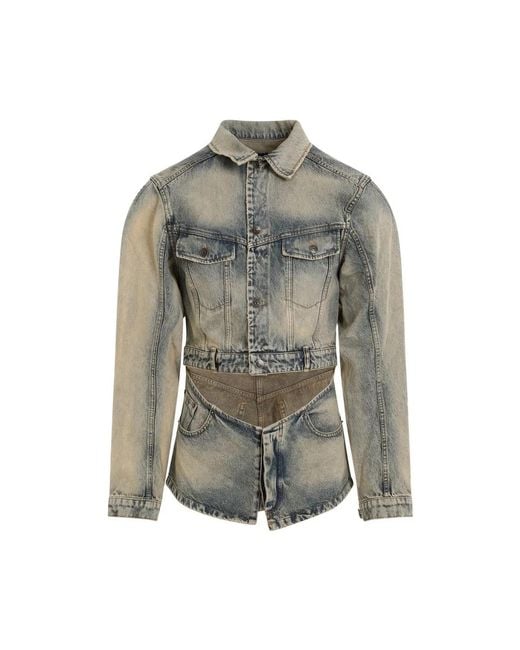 Egonlab Gray Cutout Denim Jacket for men