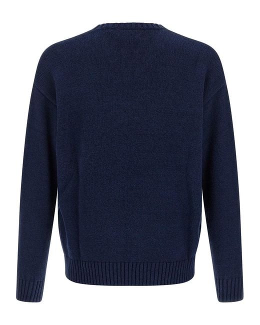 Polo Ralph Lauren Blue Intarsia Logo Sweater for men