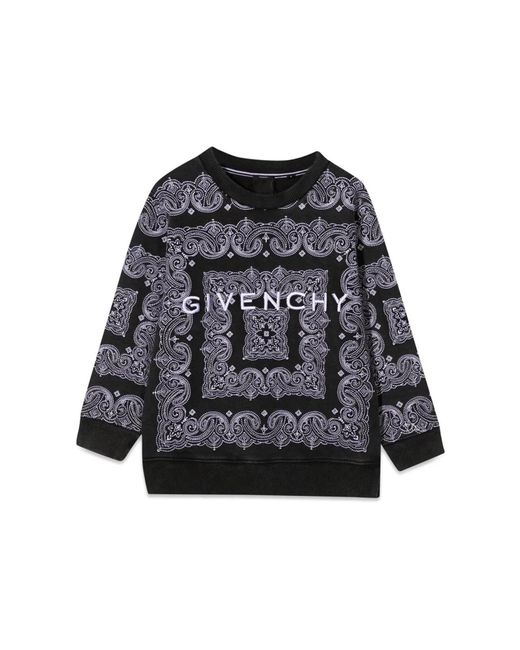 Givenchy Black Crewneck Sweatshirt Patterned Print And Logo