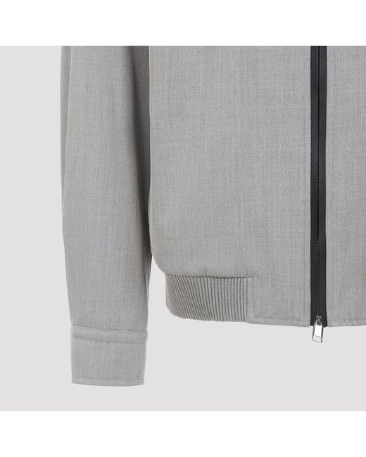 Brioni Gray Sand Zip-Up Blouson Jacket for men