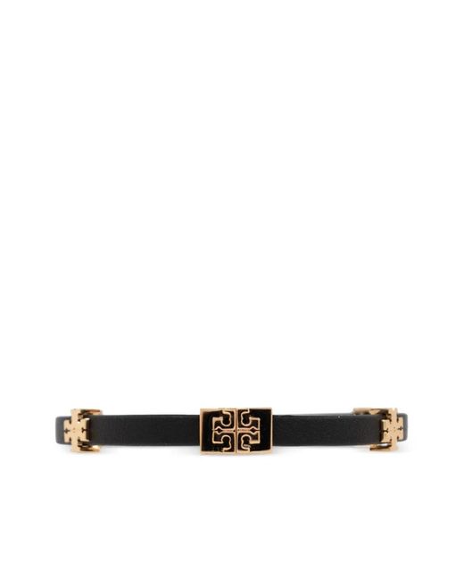 Tory Burch Black Brass Tone Geometric Bracelet