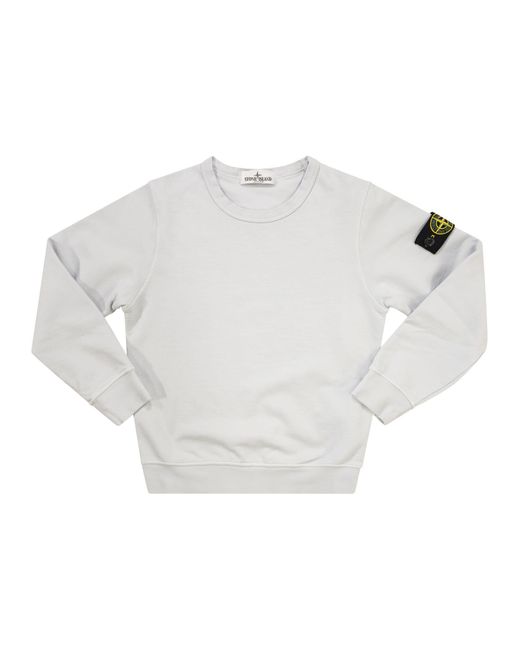 Stone Island White Crewneck Sweatshirt With Overlock Seams