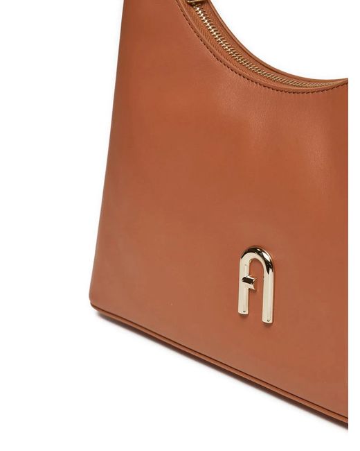 Furla Brown Diamante Logo Shoulder Bag