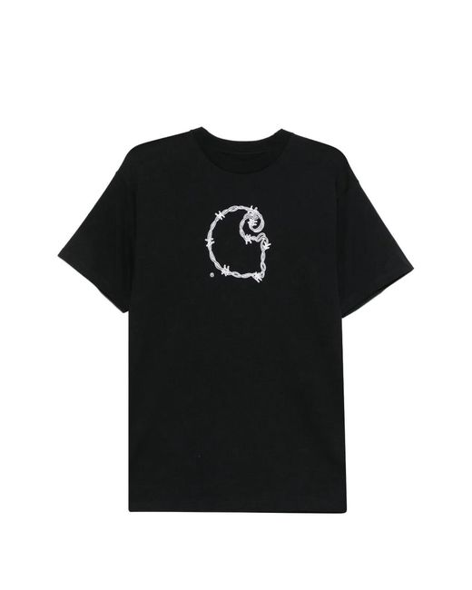 Carhartt Black Logo Cotton T-Shirt for men