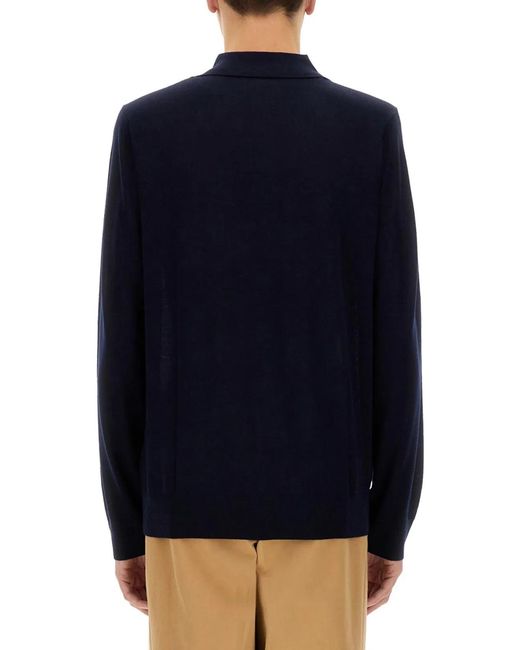 Paul Smith Blue Merino Wool Polo Shirt for men
