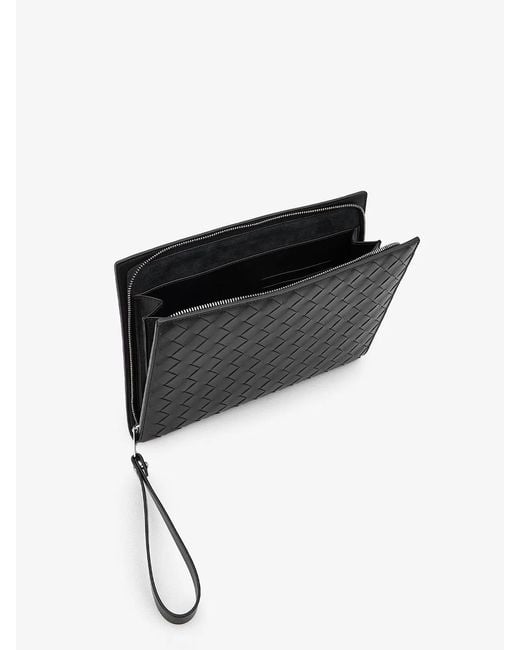 Bottega Veneta Black Intrecciato Vn Document Case for men