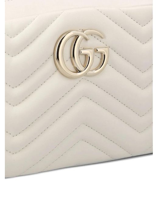 Gucci Natural Small Gg Marmont Chevron Shoulder Bag