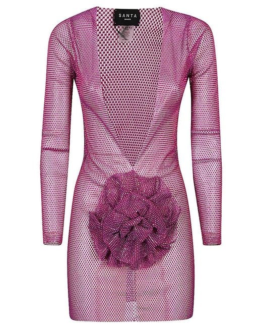 Santa Brands Purple Flower-Applique Mini Dress