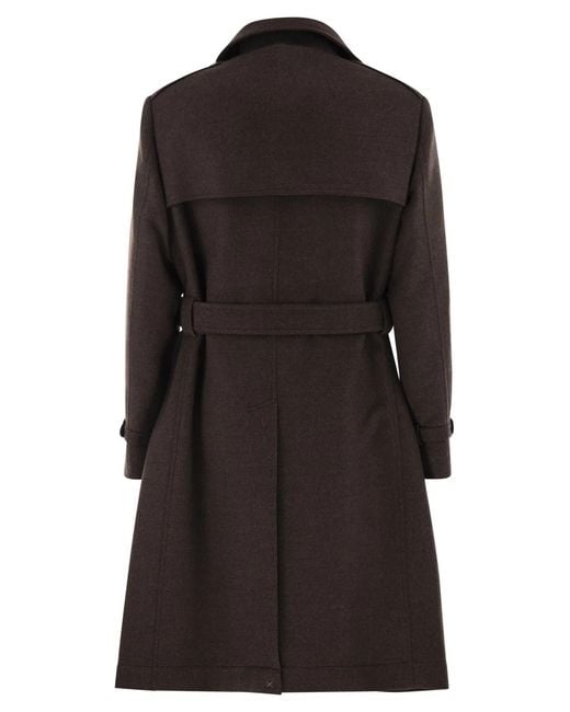 Brunello Cucinelli Black Wool Trench for men