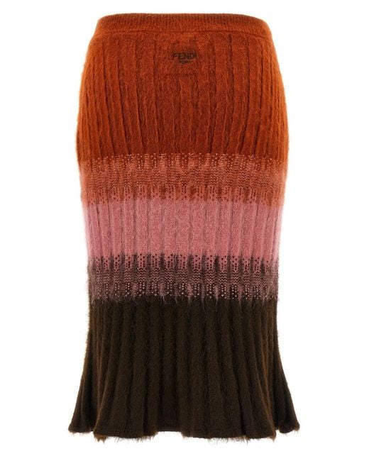 Fendi Red Wool Skirt