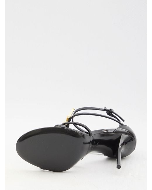 Saint Laurent Black Cassandra Sandals