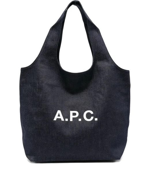 A.P.C. Black Denim Ninon Shopping Bag for men