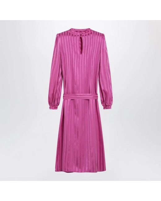 Valentino Pink Fuchsia Silk Jacquard Midi Dress