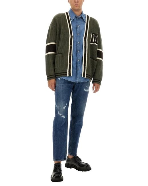 Dolce & Gabbana Green Dolce & Gabbana Wool Cardigan for men