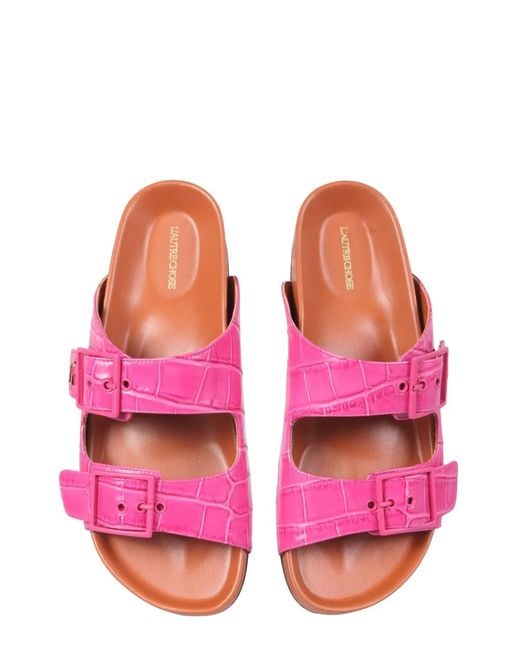 L'Autre Chose Pink Sandals With Coconut Print Leather
