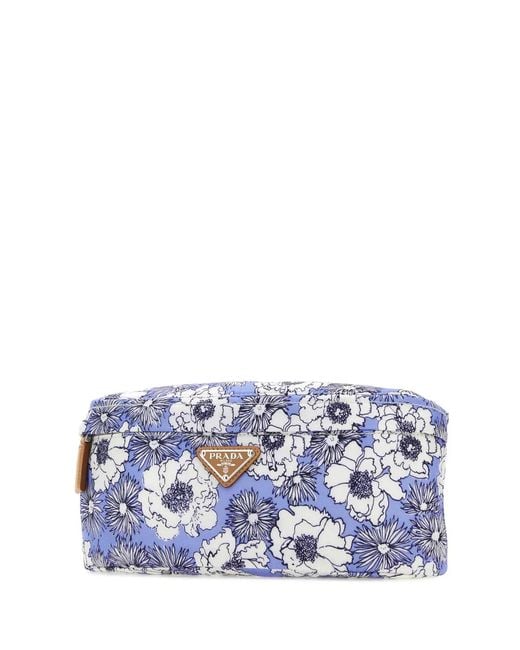 Prada Blue Printed Re-Nylon Belt Bag for men