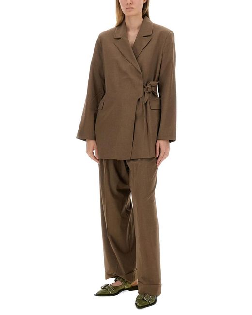 Ganni Brown Asymmetrical Blazer