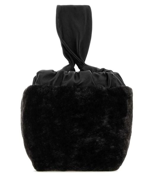 Jil Sander Black Shearling Clutch