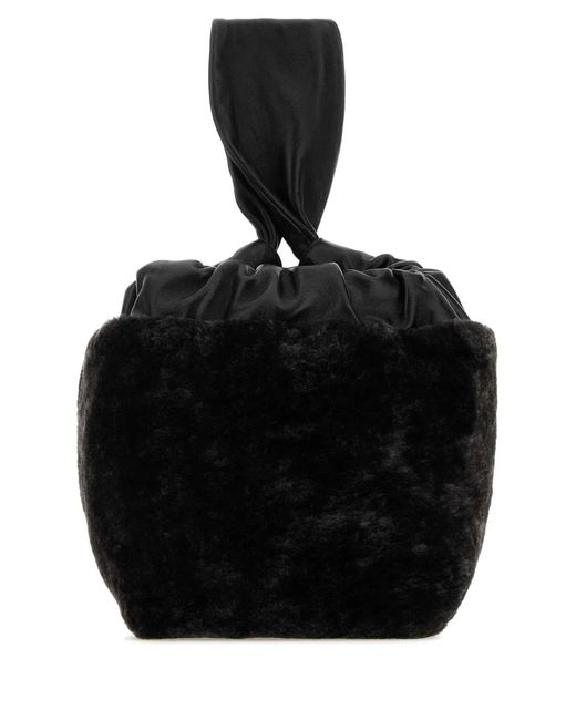 Jil Sander Black Shearling Clutch